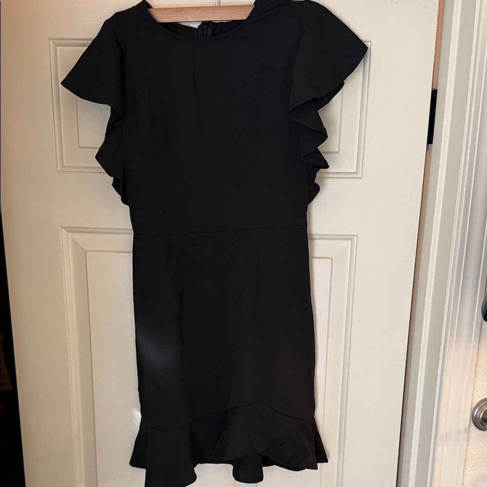 Chic Black Ruffle Mini Dress - Picture 5 of 6